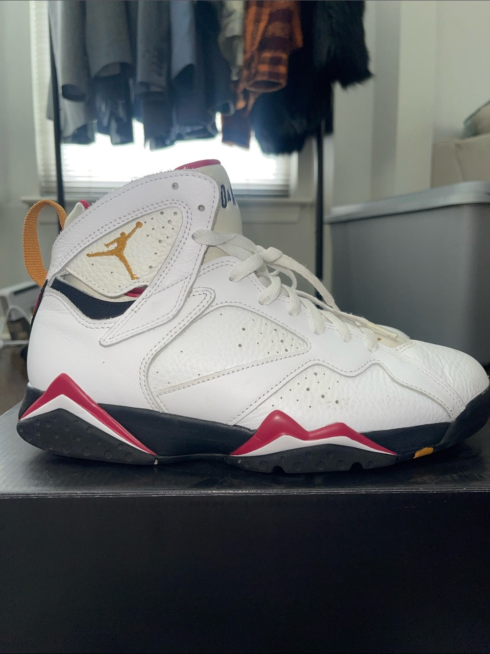 Men’s Jordan 7 White/Red/Gold High-Top Sneakers